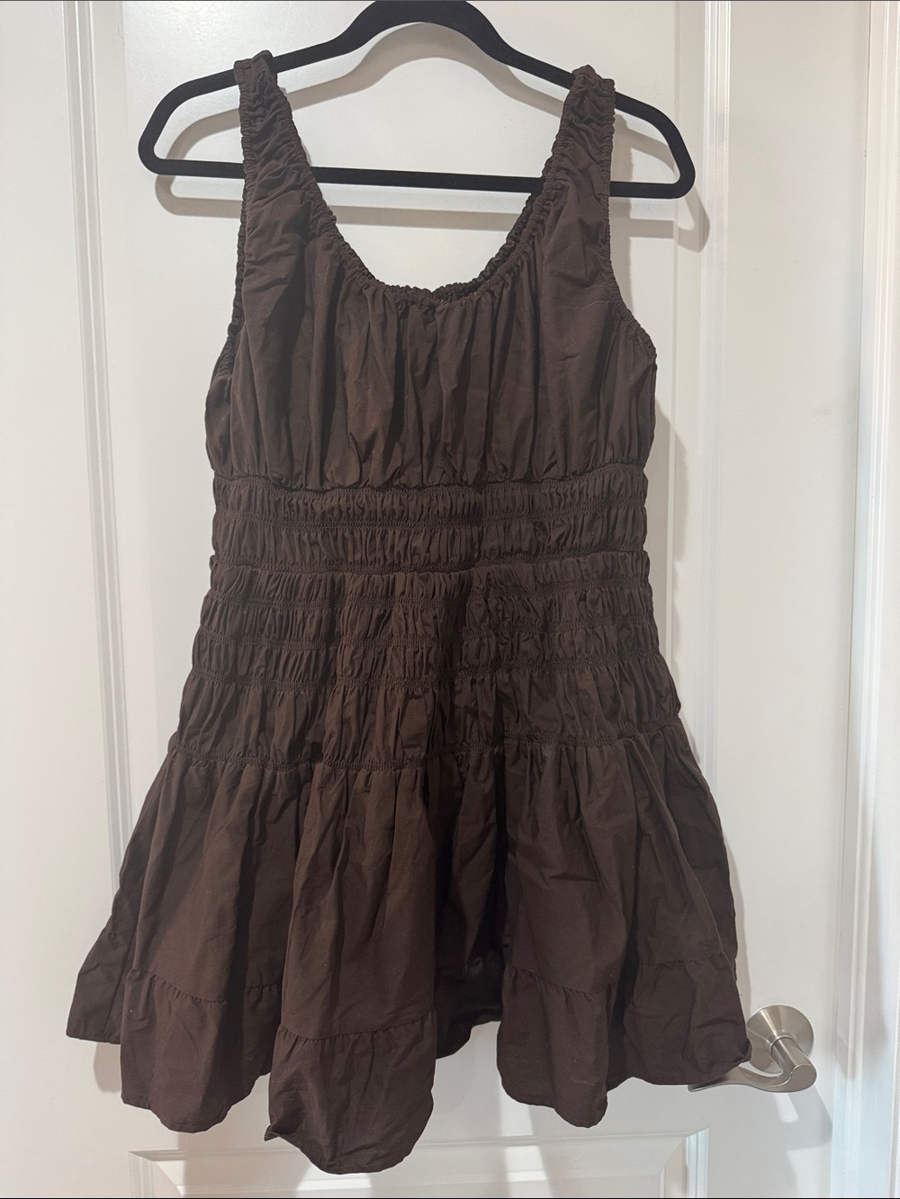 H&M Divided Sleeveless Chocolate Brown Tiered Smocked Dress Size L